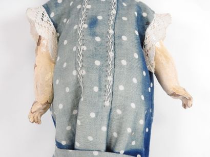Bisque head doll, fixed eyes, open mouth...