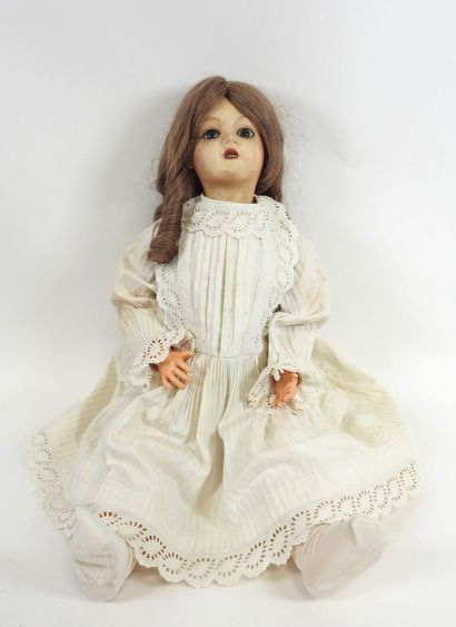 SFBJ.
Boiled cardboard head doll, open eyes,...