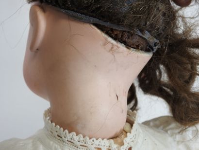 Bisque head doll, fixed eyes, open mouth...