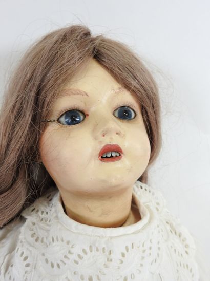 SFBJ.
Boiled cardboard head doll, open eyes,...