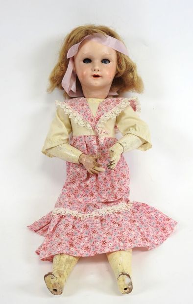 UNIS FRANCE.
Doll with boiled cardboard head,...