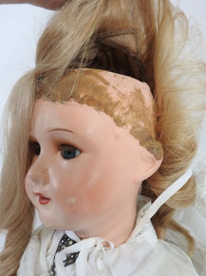 Large doll with boiled cardboard head, sleeping...