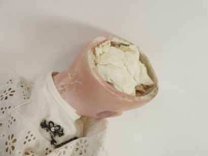 Bisque head doll, fixed eyes, open mouth...