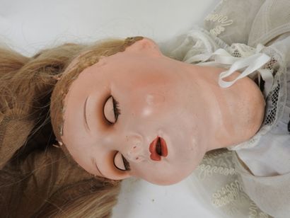 Large doll with boiled cardboard head, sleeping...
