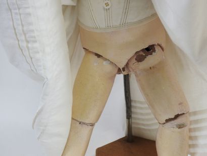 Bisque head doll, fixed eyes, open mouth...