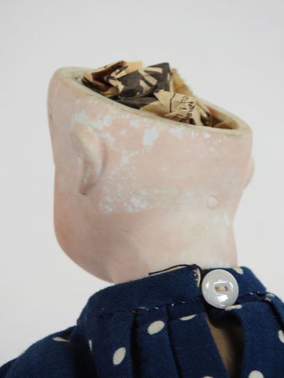 Bisque head doll, fixed eyes, open mouth...