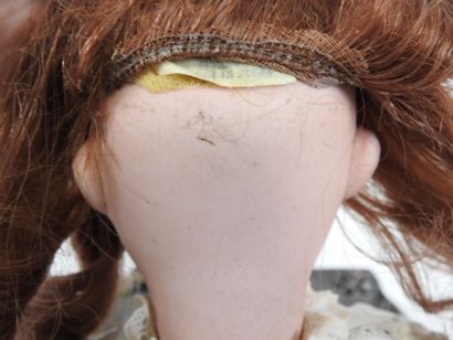 Bisque head doll, fixed eyes, open mouth...