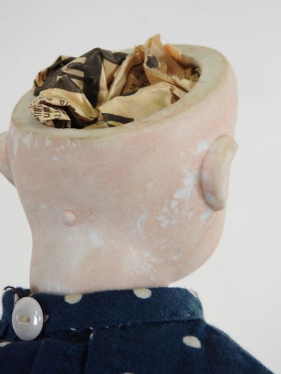 Bisque head doll, fixed eyes, open mouth...