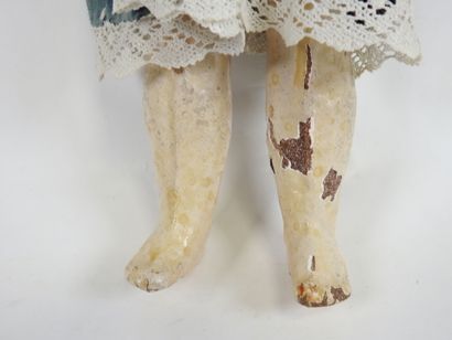 Bisque head doll, fixed eyes, open mouth...