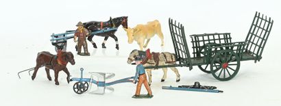 Personnages et sujets de la ferme, en métal...