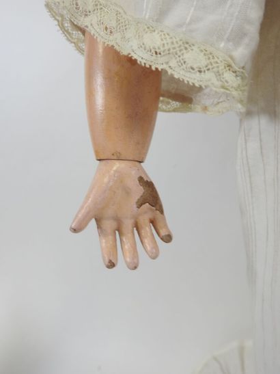 Bisque head doll, fixed eyes, open mouth...
