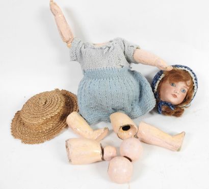 UNIS FRANCE.
Bisque head doll with open eyes...