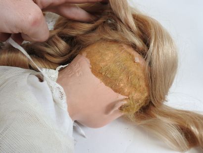 Large doll with boiled cardboard head, sleeping...