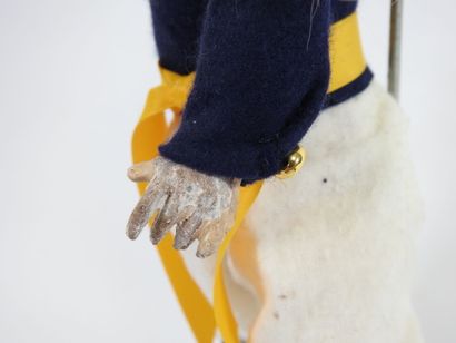 Little doll with bisque head, fixed eyes,...