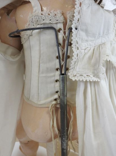 Bisque head doll, fixed eyes, open mouth...