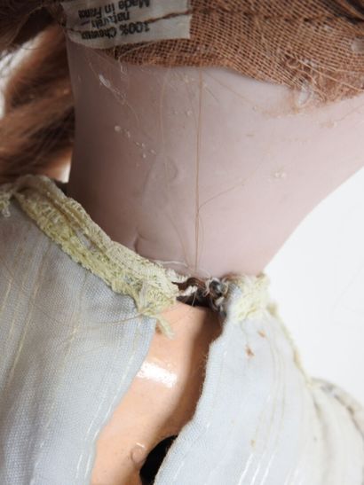 Bisque head doll, fixed eyes, open mouth...