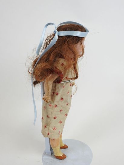 Little doll, boiled cardboard head with open...