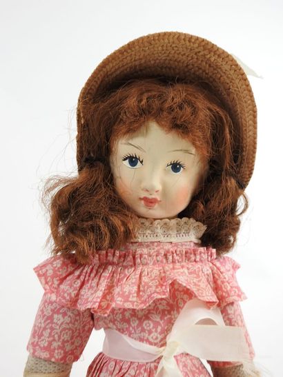 LIMMER.
Boiled cardboard doll with painted...