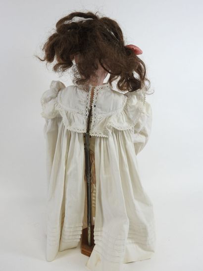 Bisque head doll, fixed eyes, open mouth...