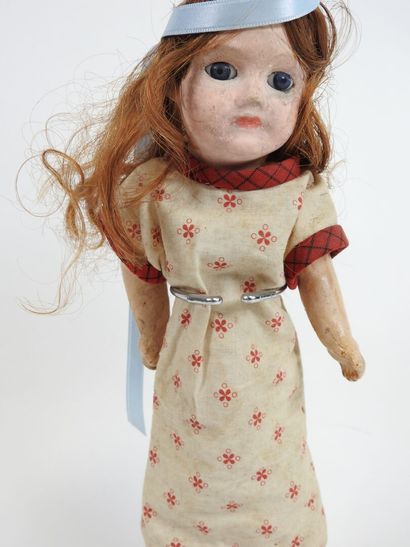 Little doll, boiled cardboard head with open...