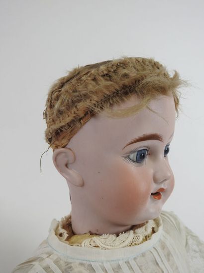 Doll with bisque head, fixed eyes, open mouth...