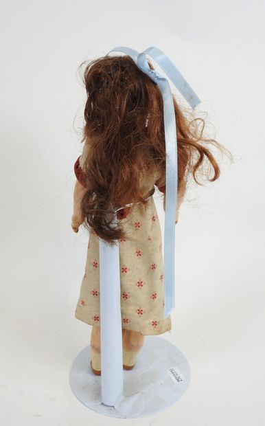 Little doll, boiled cardboard head with open...