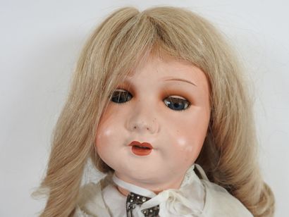 Large doll with boiled cardboard head, sleeping...