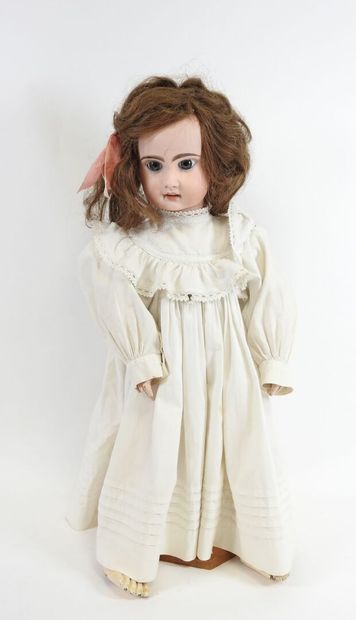 Bisque head doll, fixed eyes, open mouth...
