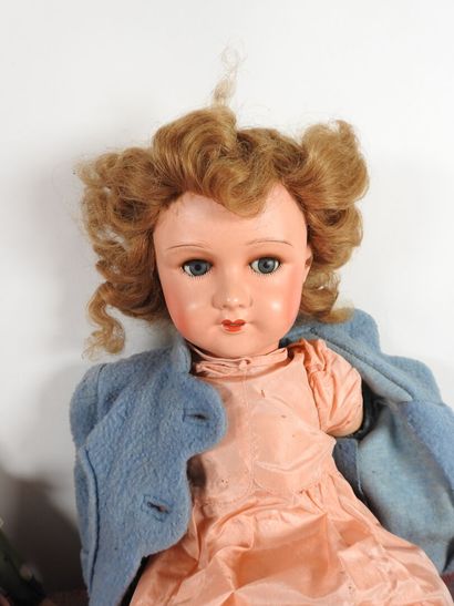 Doll with boiled cardboard head, sleeping...