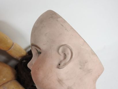 Doll, porcelain head, glass eyes (damaged),...