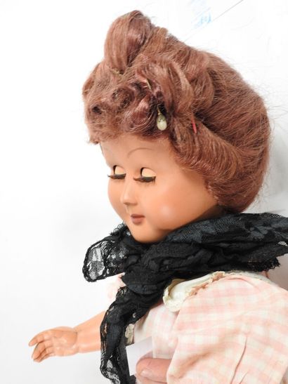 Plastic head doll, sleeping eyes with movable...