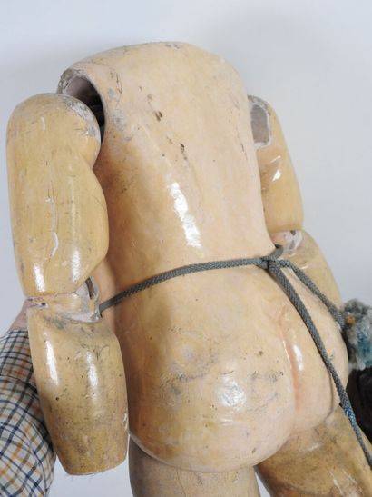 Doll, porcelain head, glass eyes (damaged),...