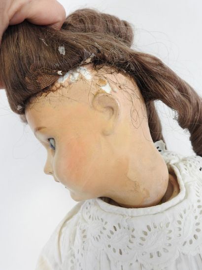 SFBJ.
Boiled cardboard head doll, open eyes,...