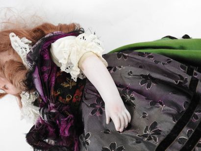 Bisque head doll, fixed eyes, open mouth...