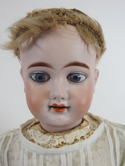 Doll with bisque head, fixed eyes, open mouth...