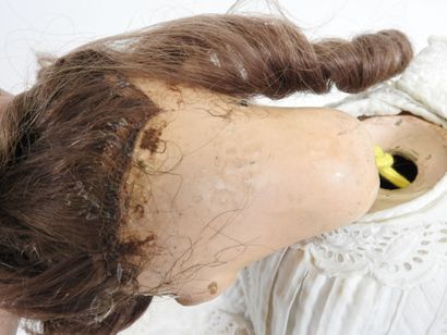 SFBJ.
Boiled cardboard head doll, open eyes,...