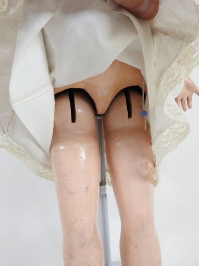 Bisque head doll, fixed eyes, open mouth...