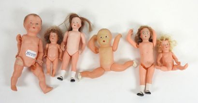 Six little bathers in celluloid, including...