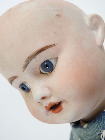 Bisque head doll, fixed eyes, open mouth...