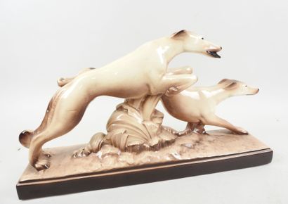 Charles LEMANCEAU (1905-1980).
Deux chiens.
Groupe...