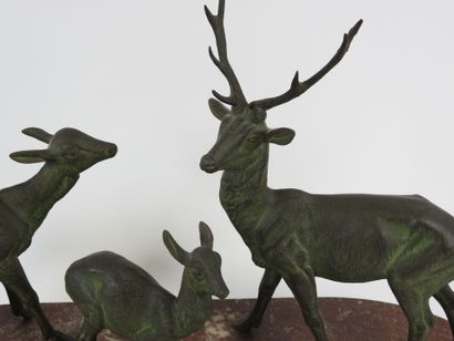 M. LEDUCQ (1879-1955).
Cerf, biche et faon.
Groupe...