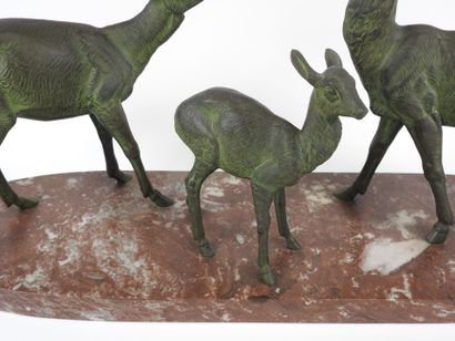 M. LEDUCQ (1879-1955).
Cerf, biche et faon.
Groupe...