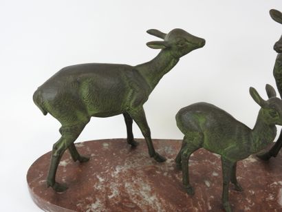 M. LEDUCQ (1879-1955).
Cerf, biche et faon.
Groupe...