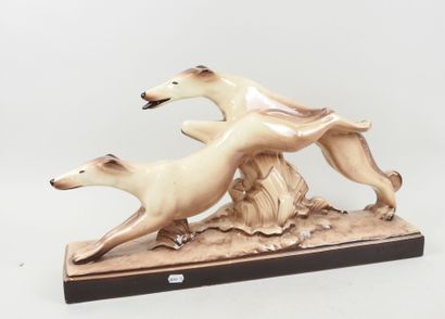 Charles LEMANCEAU (1905-1980).
Deux chiens.
Groupe...
