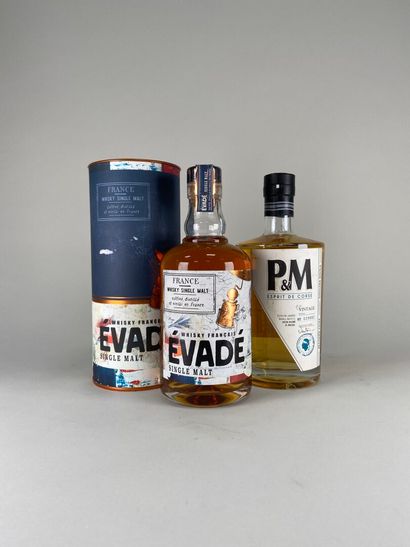 WHISKY. Batch of French wisky:
- Evadé. Single...