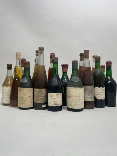 Lot de 18 vieux Calvados 10 ans 16 ans 24...