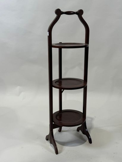 Porte-assiettes pliable en acajou mouluré...