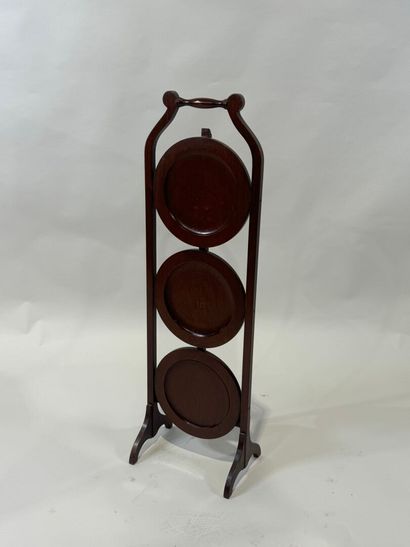 Porte-assiettes pliable en acajou mouluré...