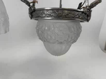 Lustre en verre moulé à trois feux de lumière,...