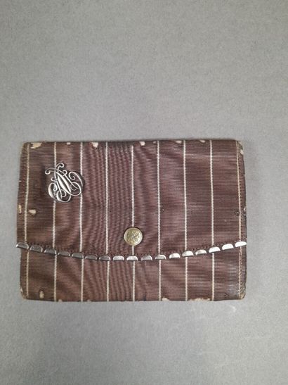 Set of two black fluted silk moiré or shaped...